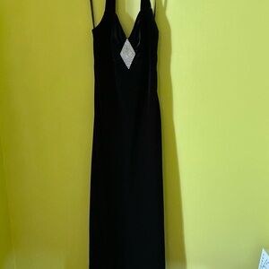 Betsy & Adam Black Maxi Dress with Silver Accent